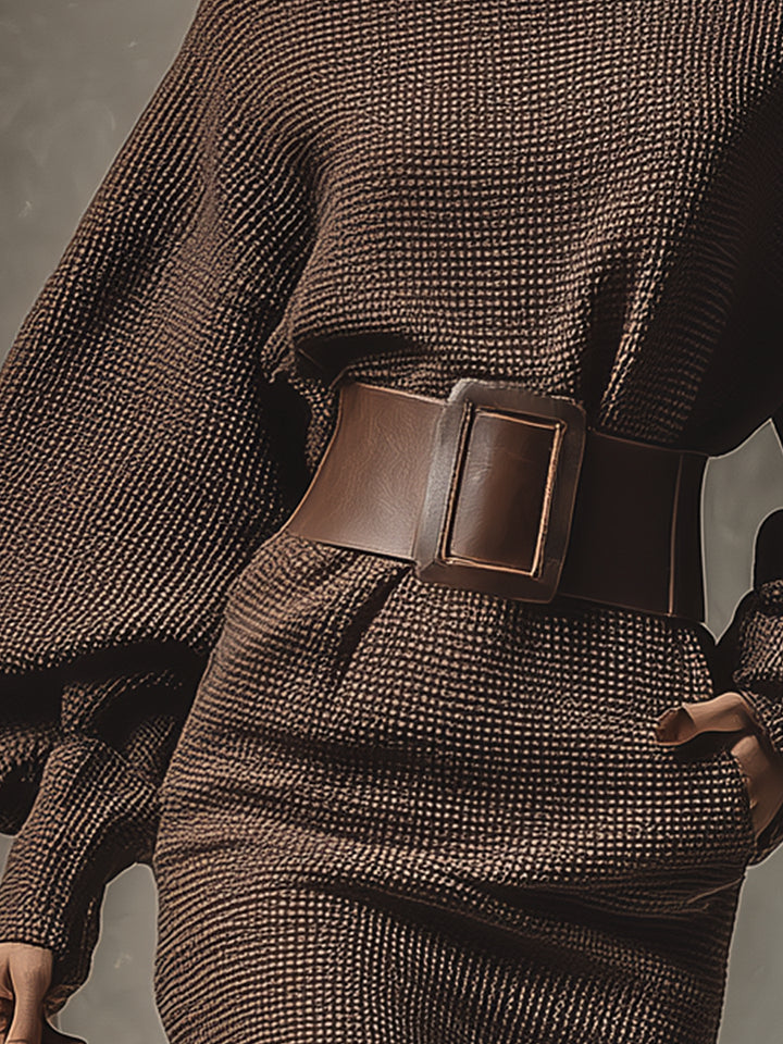 Lina™ | Robe maillée courte avec ceinture structurée